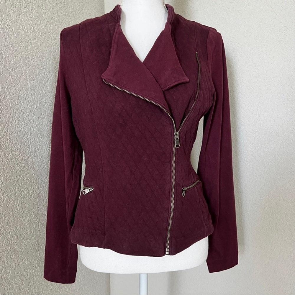 Banana Republic Burgundy Quilted Moto Jacket